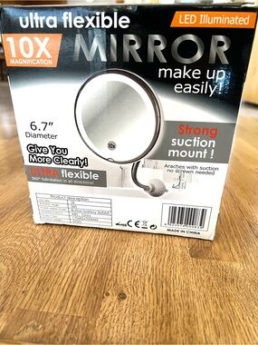LED Illuminated 10X Magnification Makeup Mirror - White